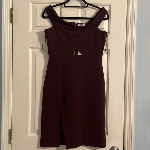 NWT Parker Dark Purple Off the Shoulder Cocktail Dress - Picture 3 of 6